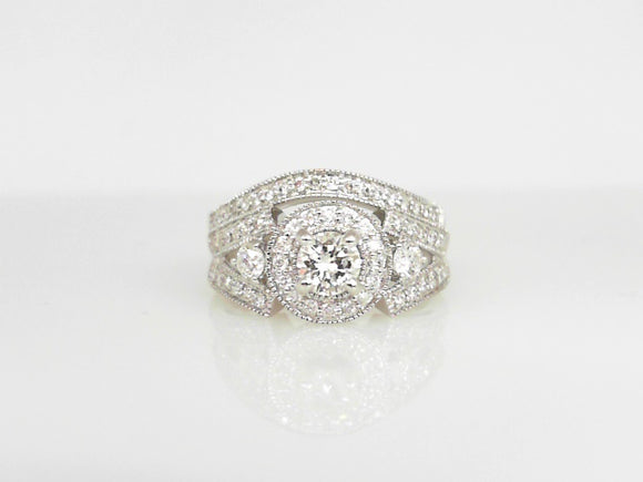 White Gold Round Diamond Bridal Set with Halo