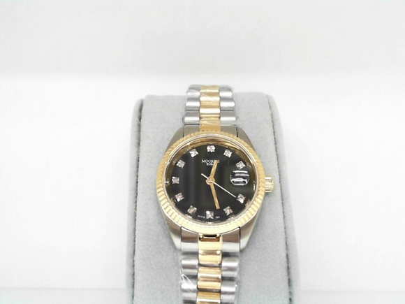 Moore's Elite Ladies Two-Tone Diamond and Black Dial Watch