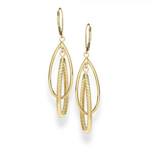 14K Yellow Gold Polished & Twist Teardrop Earring