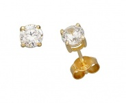 Sterling Silver Gold Tone 5MM Clear CZ Stud Earrings