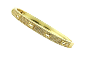 Gold Fill Bangle with Baguette CZ