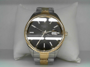 Moore's Elite Stainless Steel Two-Tone Black Face Watch