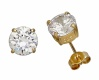 Sterling Silver Gold Tone 8MM Clear CZ Stud Earrings