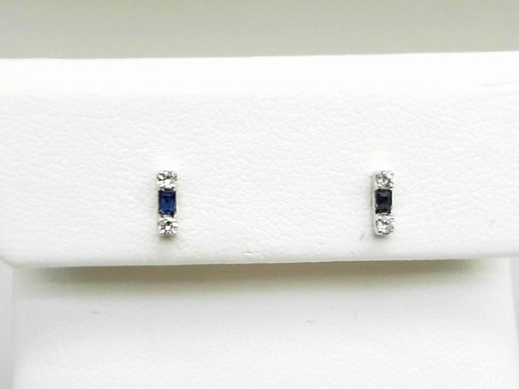 14K WG .06 CT Diamond & .07 CT Sapphire Stud Earrings