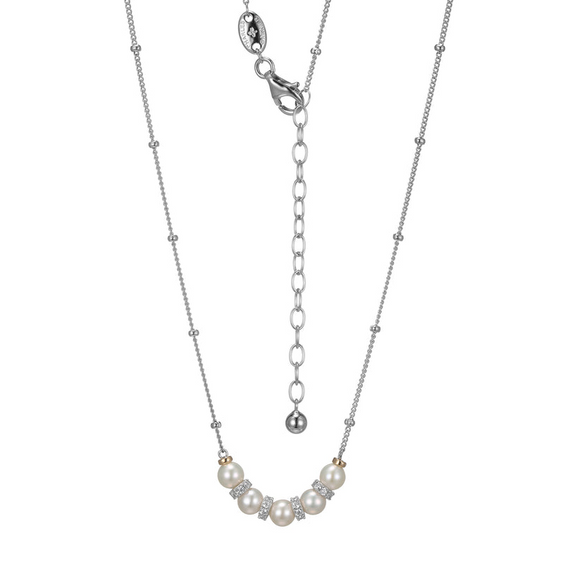 Charles Garnier Sterling Silver, Freshwater Pearl, Gold Tone Necklace 17+2