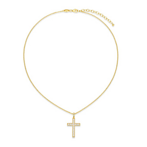 Charles Garnier Sterling Silver/Gold Plated CZ Cross Necklace