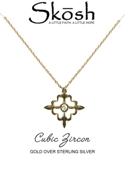 Skosh Gold Plate Four Fluer CZ Necklace