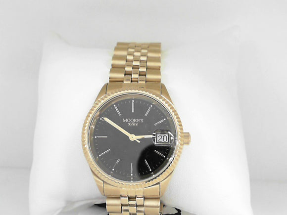 Mens Moore's Elite Gold Watch with Black Dial