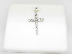 10k White Gold 1/5ctw Cross Pendant