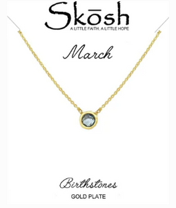 Skosh Gold Plated Bezel Birthstone Necklace- March