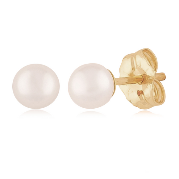 Yellow Gold 4.5mm Freshwater Pearl Stud Earrings