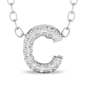 10k White Gold "C" Initial Diamond Necklace