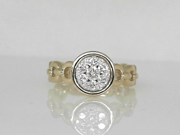 Yellow Gold Chain Link Cluster Ring