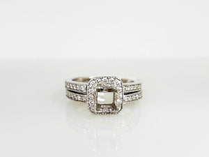 14K WG .44 CT Diamond Semi Bridal Set for Princess Cut