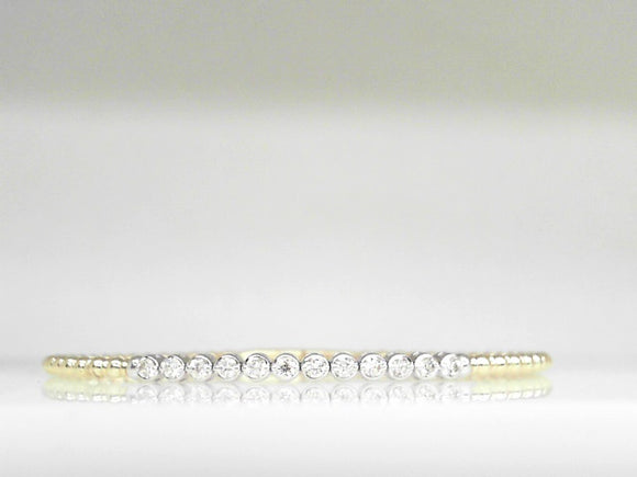 14k Two-Tone Diamond (0.41ct) Beaded Flex Bangle Bracelet 6.75