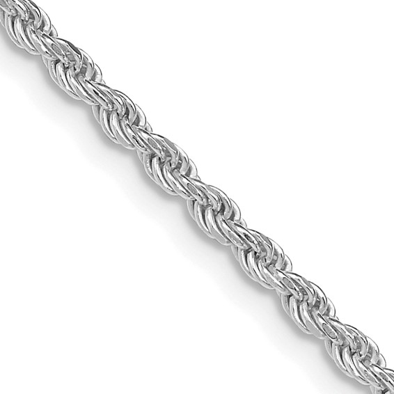 Sterling Silver Rhodium Plated Diamond Cut Rope Chain 18