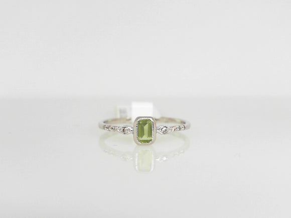 White Gold Tiny Peridot Stackable Ring