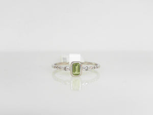 White Gold Tiny Peridot Stackable Ring