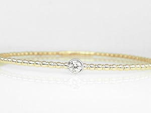 14k Two-Tone Diamond Beaded Bangle Bracelet