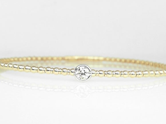 14k Two-Tone Diamond Beaded Bangle Bracelet