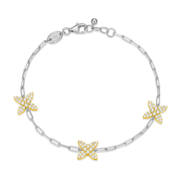 Charles Garnier Two-Tone CZ Paperclip Station Bracelet