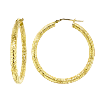 Gold Bonded Textured Large Hoops