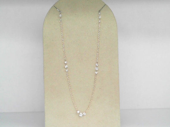 Yellow Gold Drilled Diamond Station Necklace