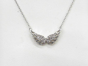 14K WG .10 CTW Diamond Angel Wings Necklace