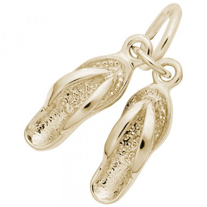 Sterling Silver Gold Plated Flip-Flop Charm Pendant