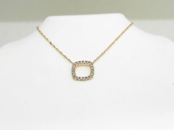 10k Yellow Gold Diamond (0.15ct) Squoval Pendant with Chain