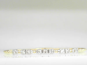 14k Two-Tone Diamond (0.38ct) Beaded Bangle Bracelet 6.75"