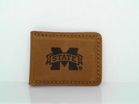 Brown Leather Mississippi State Magnetic Money Clip