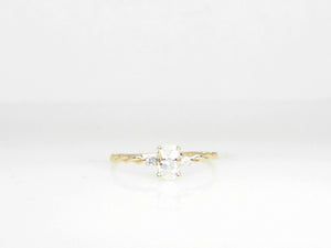 Yellow Gold Diamond and White Topaz Ring