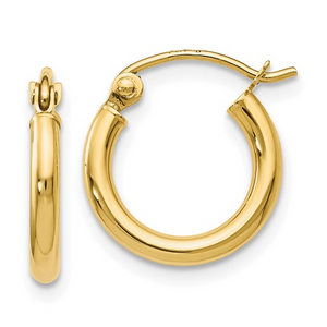 10K Yellow Gold Polished Hinged Hoop Earrings