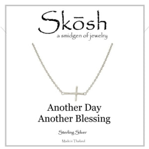 Skosh Hammered Sideways Cross Necklace