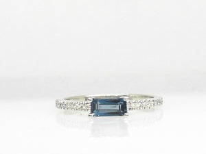 10k White Gold London Blue Topaz Ring with Diamonds