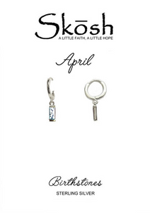 Skosh April Baguette Birthstone Earrings