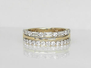 Yellow Gold 3 Row Diamond Band