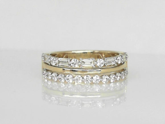 Yellow Gold 3 Row Diamond Band