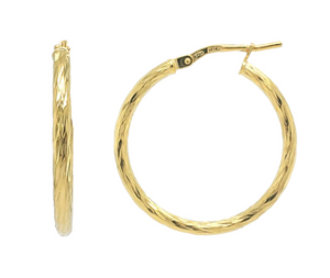 Sterling Silver/Yellow Gold Bonded Twisted Hoop Earrings