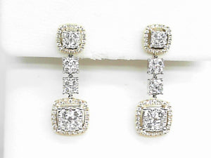 Two-Tone Diamond Cluster Post-Back Earrings