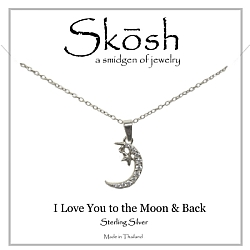 Skosh Sterling Silver Moon and Star Necklace 16+2