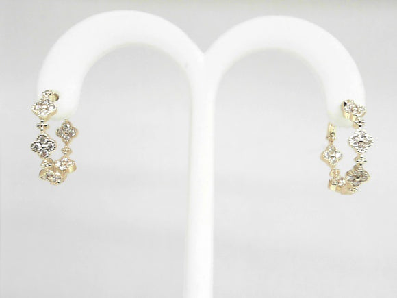 14k Yellow Gold Diamond (0.71ct) Clover Inside Out Hoop Earrings