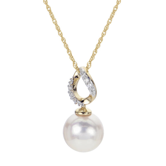 14K YG 7.5-8 MM Pearl Pendant with .03 CTW Diamond Accent 18