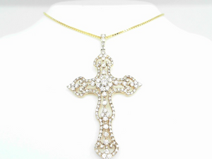 Yellow Gold Diamond Cross Necklace