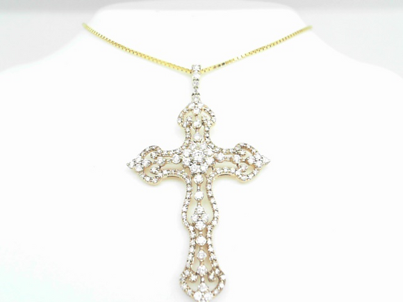 Yellow Gold Diamond Cross Necklace