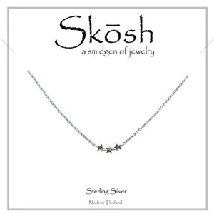 Skosh Silver 3 Tiny Stars Necklace 16+1"
