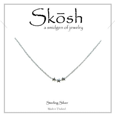 Skosh Silver 3 Tiny Stars Necklace 16+1