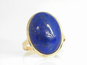 Yellow Gold Large Oval Lapis Ring