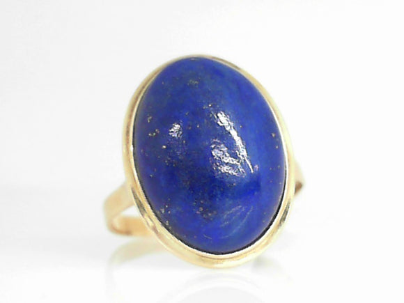 Yellow Gold Large Oval Lapis Ring